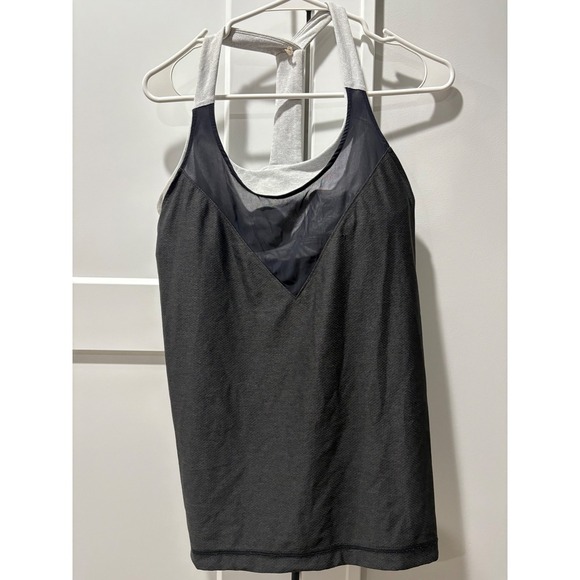 Under Armour Women's Gray Black Athletic Tank Top Built-In Bra Layered - Picture 2 of 4
